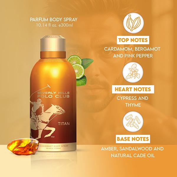 Beverly Hills Polo Club Prestige Parfum Body Spray - Titan 300 ml - Men Deodorants/Roll-Ons