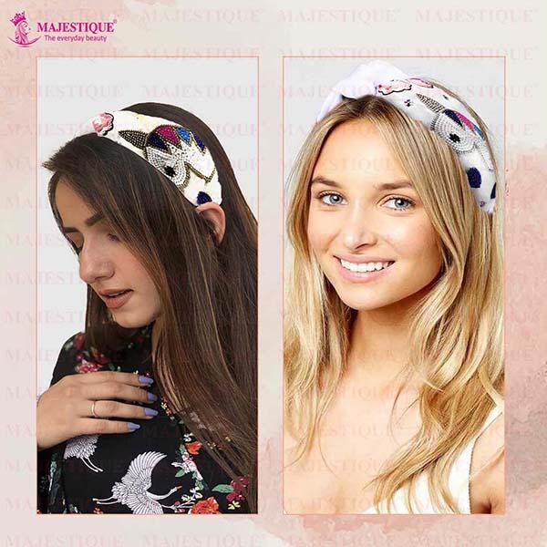 Majestique Beaded Embroidery Hair Bands, Hand Made Headband Accessories For Girls, Women 1's - Hair Clips/Bands