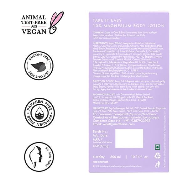 MCaffeine 10% Magnesium Body Lotion, 3X Instant Stress Reduction, Vanilla Betters Sleep & Relaxes 300 ml - Lotions & Creams