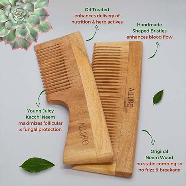 Allure Wooden Neem Comb (CD-01+CD-02) 1's - Hair Combs