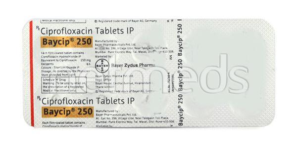 Baycip 250mg Tablet 10'S - Bacterial Infections-Qui