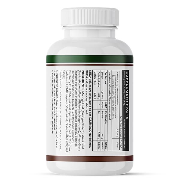 INLIFE High Absorption Plant Based Vitamin B12 Veg Capsules 120's - Multi-Vitamins