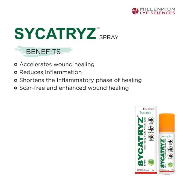 Millennium Lyf Sciences Sycatryz Rapid Healing Of Cuts,Wounds,Burns Spray 50 gm - Pure Herbs