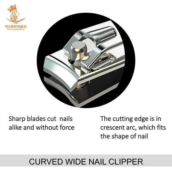 Majestique Wide Curved Nail Clipper, Professional Stainless Steel -Color May Vary 1's - Callus Shavers & Stones