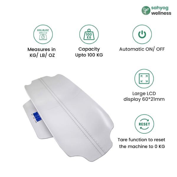 Sahyog Wellness Digital Weighing Scale for Baby and Adult (Weighs Upto 100 kg) (White) - Weighing Scale