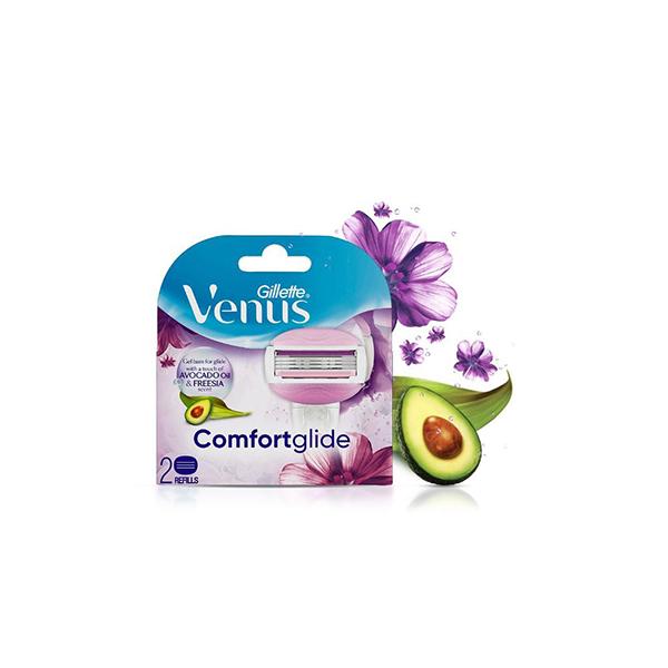 Netmeds | Gillette Venus Comfortglide 2 Soap Gel Bar With A Touch Of Avocado & Freesia Scent Cartridges - 2's