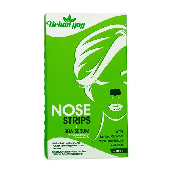 Urban Yog Nose Strips (4 Strips) Black/Whitehead Remover Plus Bha Serum To Treat Pores 30 ml