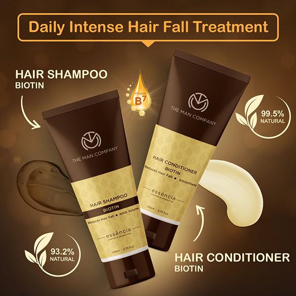The Man Company Biotin Shampoo and Conditioner with Bhringraj Powder, Shikakai & Rice Extract 400 ml - Shampoos