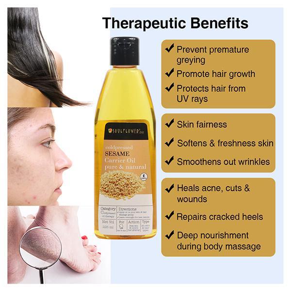 Soulflower Coldpressed Sesame Carrier Oil 225 ml - Hair Oils