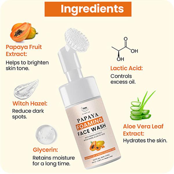 Tnw The Natural Wash Papaya Foaming Face Wash For With Lactic Acid And 100ml - Face Washes