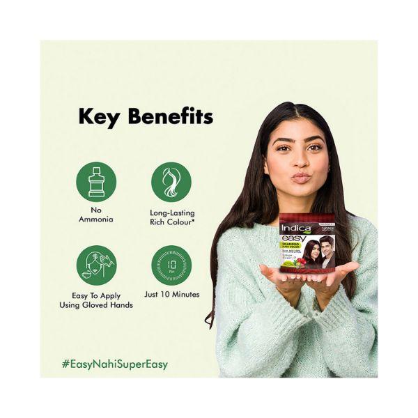 Indica Easy 10 Minutes Shampoo Based Hair Colour - 3 Dark Brown 9 ml - Sachet/Shampoo