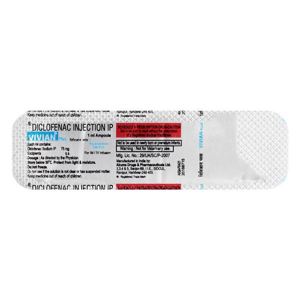 Vivian Plus 75mg Injection 1ml - Pain relief-Nsa