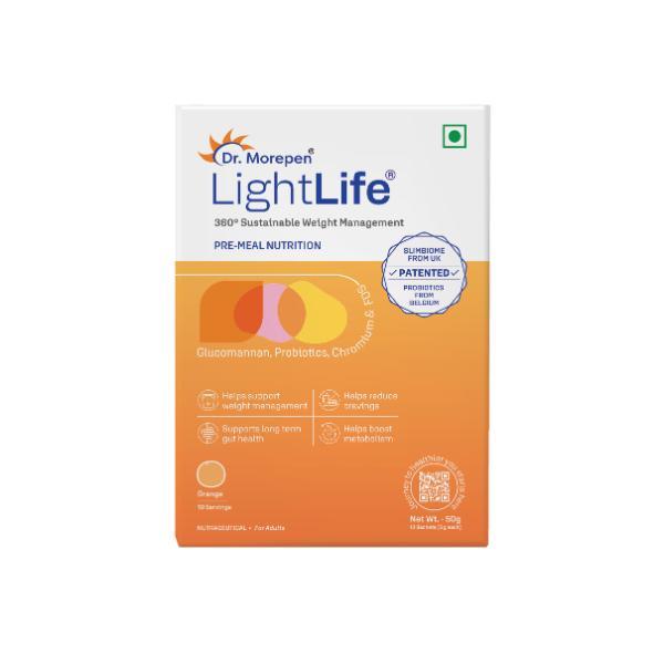 Netmeds | Dr. Morepen LightLife Pre-Meal Nutrition Sachets - Orange Flavour (Pack Of 10 x 5 g)