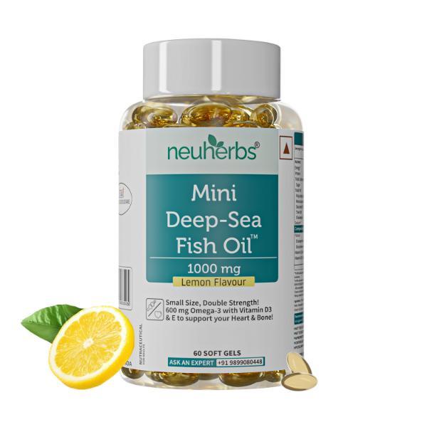 Netmeds | Neuherbs Mini Deep - Sea Fish Oil 1000 mg SoftGels - Lemon Flavour 60's