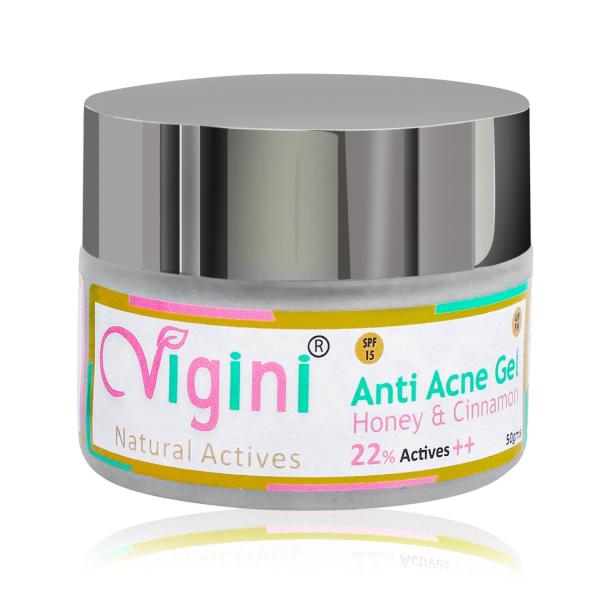 Vigini Natural Actives Anti Acne Gel - Honey & Cinnamon 50 gm - Face Gels