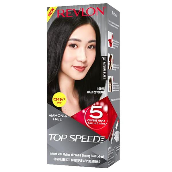 Revlon Top Speed Hair Color Woman - 70 Natural Black (20gm+20gm+15ml) 3's - Crème