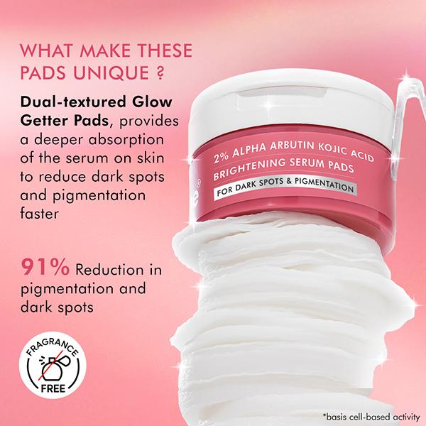 Mcaffeine Clear Glow 2% Alpha Arbutin Kojic Acid Brightening Serum Pads with 3% Niacinamide 40's - Face Serum