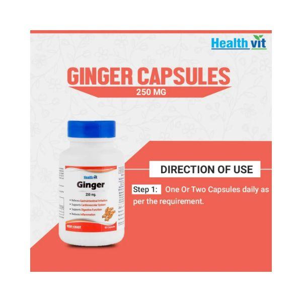 Healthvit Ginger powder 250 mg-Capsules 60's - General Health