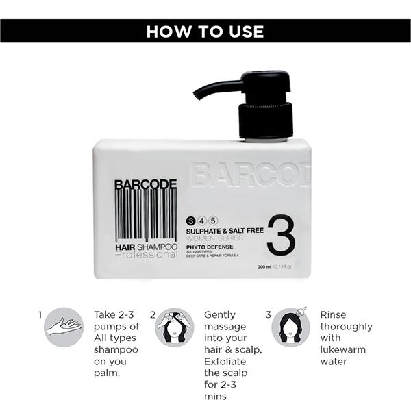 Barcode Professional Hair Shampoo Sulphate & Salt Free (BCSH001) 300 ml - Shampoos