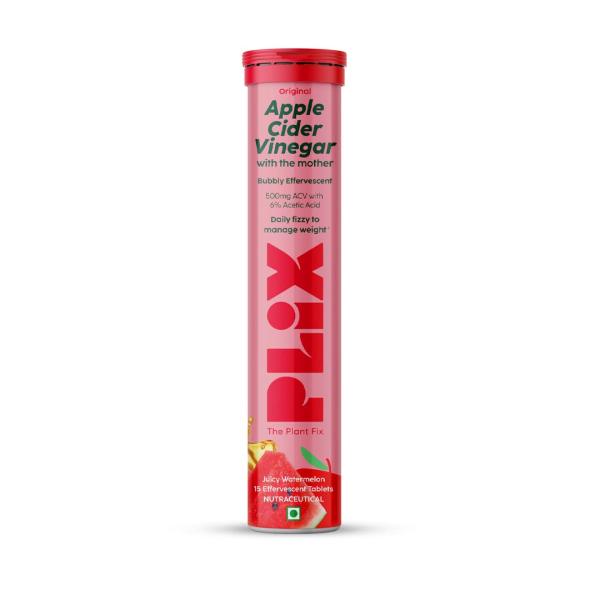 Plix Original Apple Cider Vinegar Effervescent Tablet - Juicy Watermelon 15's - Weight Loss