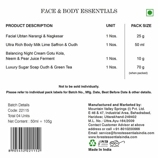 Forest Essentials Nalini Face & Body Essentials 157 gm - Bath Kits & Sets