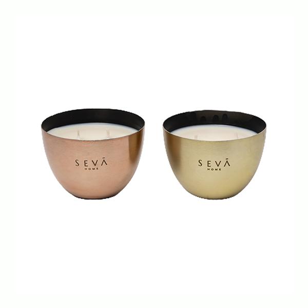 Netmeds | Seva Home Heirloom Bowl Mini Scented Candle (Gold+Rosegold) 2's