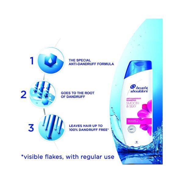 Head & Shoulders Smooth And Silky Anti Dandruff Shampoo For Women & Men 340 ml - Shampoos