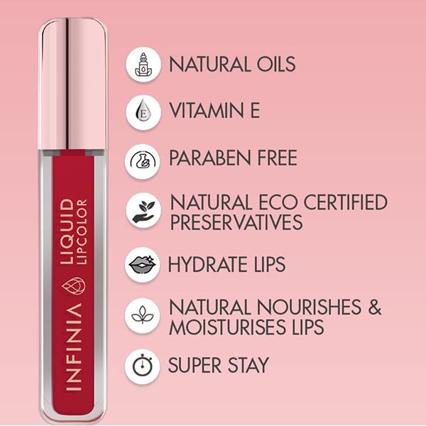 Infinia Liquid Lip Color Liquid Lipstick M 41 Long Lasting and Waterproof 5 ml - Liquid Lipsticks