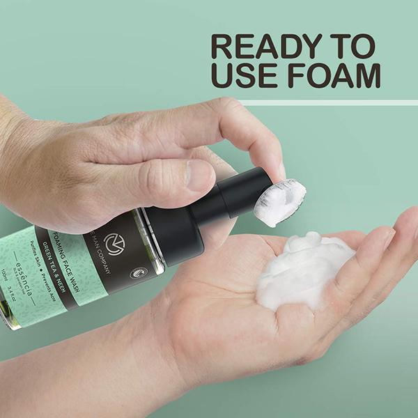 The Man Company Green Tea Foaming Face Wash with Neem Purifies Skin Prevents Acne 100ml - Face Wash & Cleansers
