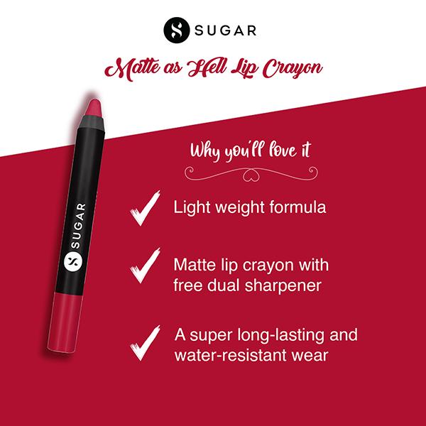 SUGAR Cosmetics Matte As Hell Crayon Lipstick - 22 Donna Pinciotti (Magenta Pink) 2.8 gm - Lip Crayons