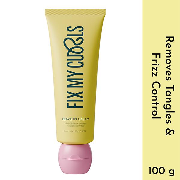 Netmeds | Fix My Curls Leave in Cream with Moisturising Jojoba Oil, Nigella Sativa Oil, and Keratin for Curly, Wavy, Dry and Frizzy Hair 100 gm