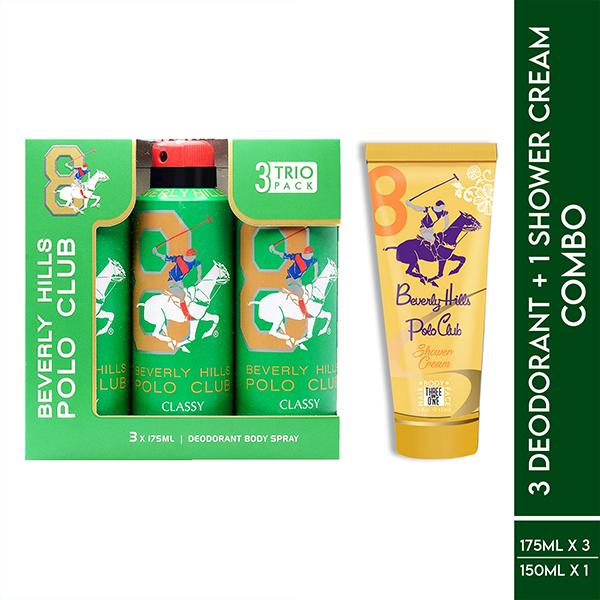 Beverly Hills Polo Club Classy Men Deo No.8 Trio Pack + Sports No.8 Women Shower Cream 3-in-1 Set 675 ml 1's - Deodorants/Roll-Ons