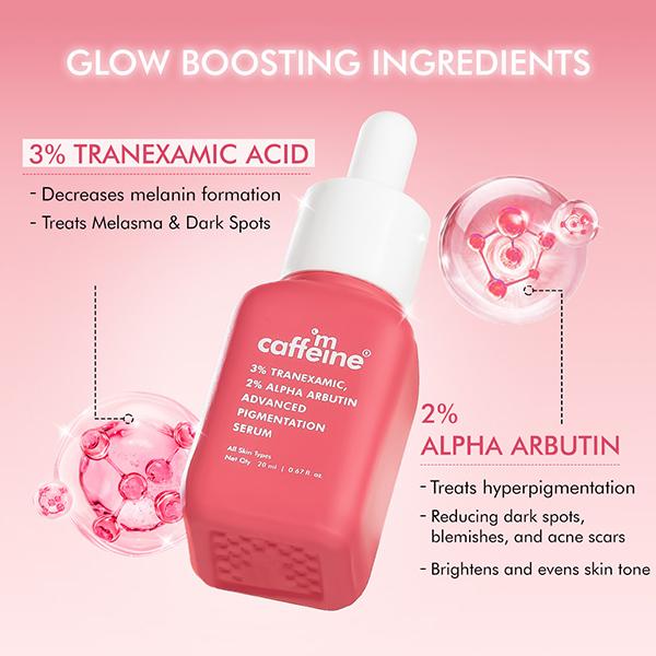 Mcaffeine Clear Glow 3% Tranexamic, 2% Alpha Arbutin Advanced Pigmentation Serum Treatment 20 ml - Face Serum