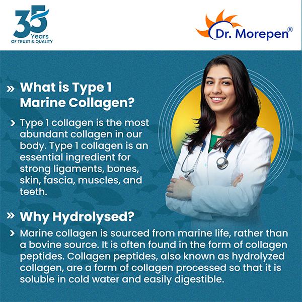 Dr. Morepen Marine Collagen Skin Protein Powder - Chocolate Flavour 250 g - Hair & Skin