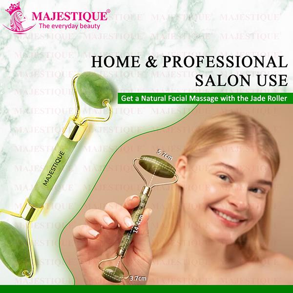 Majestique Jade Face Roller and Massager Gua Sha Set Facial Skin Roller Massager Tool 1's - Massagers