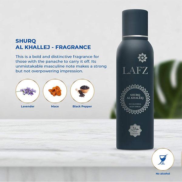 Lafz Shurq Al Khaleej No Alcohol Deodorant Spray - For Men 150 ml - Men Deodorants/Roll-Ons