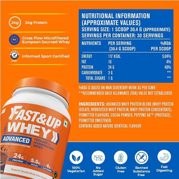 Fast&Up Whey Advanced Powder - Rich Chocolate Flavour 2.01's - Whey Proteins