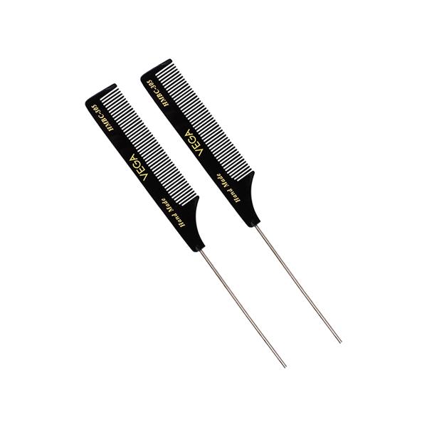 Netmeds | Vega Tail Hair Comb with Steel Pin for Women, Black, (VC2HMBC-305) 2's