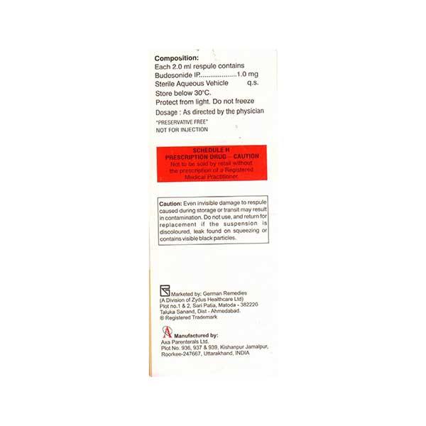 DERINIDE 1mg Respules 5X2ml - Asthma/COPD-Ast