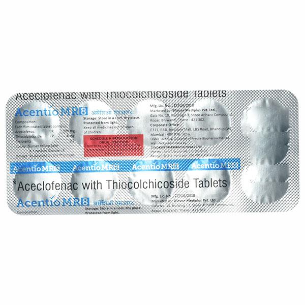 ACENTIO MR 8 Tablet 10's - Pain relief-Nsa