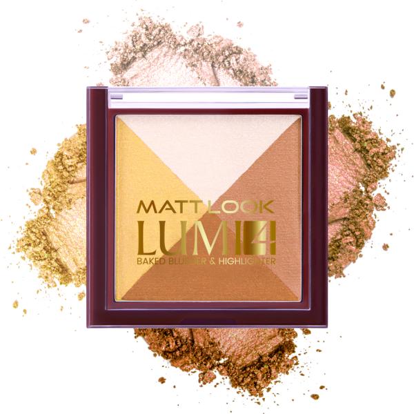 Netmeds | Matt Look Lumi 4 Glow Baked Blusher & Highlighter With Radiant Shine, Golden Hours-04 7.5 gm