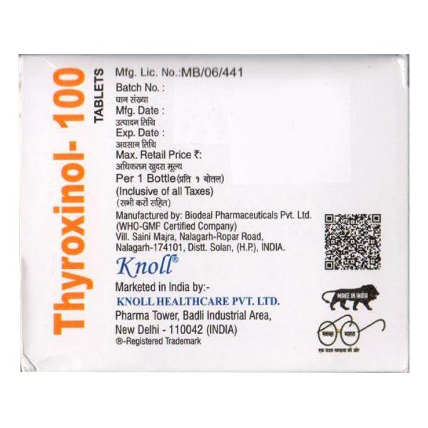 THYROXINOL 100 Tablet 120's - Hypothyroidism
