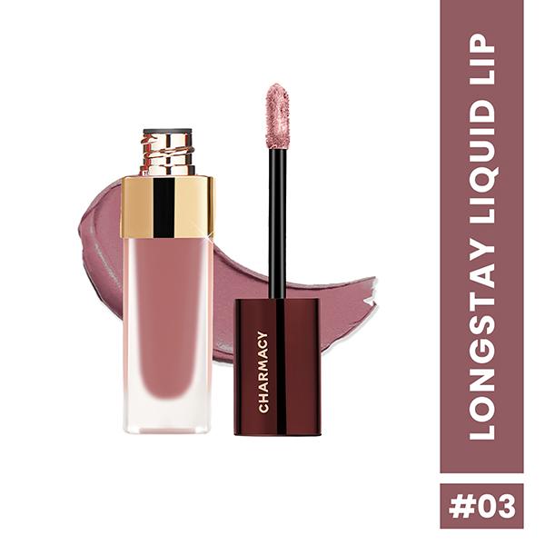 Netmeds | Charmacy Milano Stunning Longstay Liquid Lip Lipstick - Almond Amour 03 5.6 ml