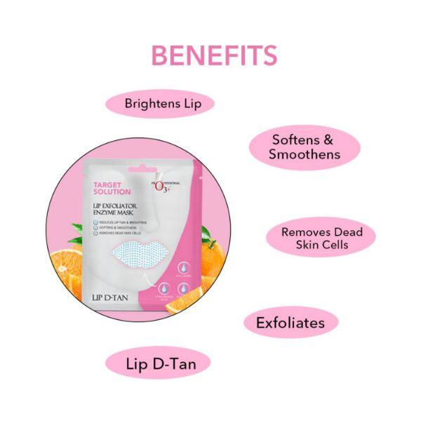 O3+ Lip Exfoliator Enzyme D-Tan Sheet Mask 5 gm - Lip Scrubs