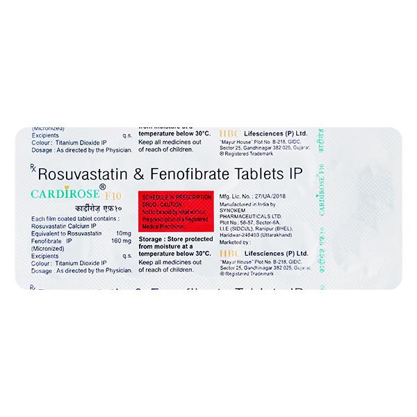 Cardirose F 10 Tablet 10'S - High Cholesterol-Dys