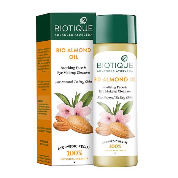 Biotique Bio Almond Oil Soothing Face & Eye Makeup Cleanser for Normal to Dry Skin 120 ml - Make Up Removers