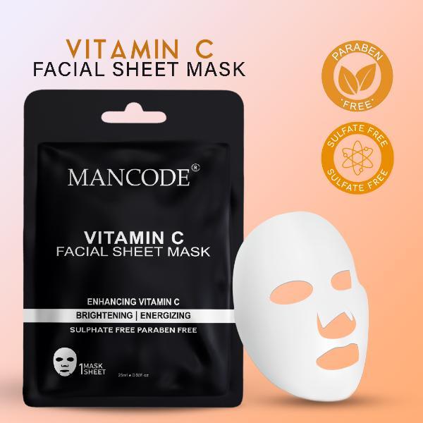 Mancode Vitamin C Facial Sheet Mask For All Skin Types 25 gm - Face Mask