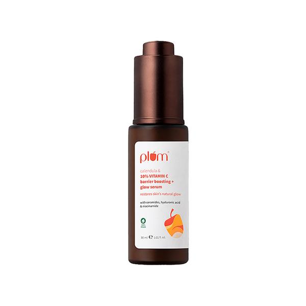 Netmeds | Plum Calendula & 10% Vitamin C Barrier Boosting + Glow Serum Boosts Glow Builds Skin Barrier 30 ml