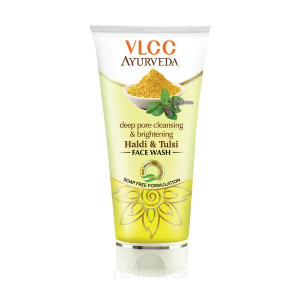 Netmeds | VLCC Ayurveda Deep Pore Cleansing & Brightening Haldi & Tulsi Face Wash 100 ml