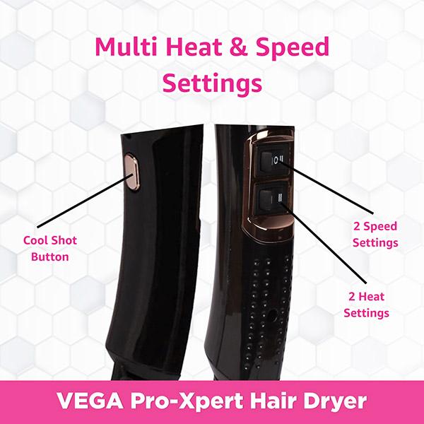 VEGA Pro Xpert 2200w Professional Hair Dryer with Cool Shot (VHDP-03) Black 1 gm - Hair Dryers